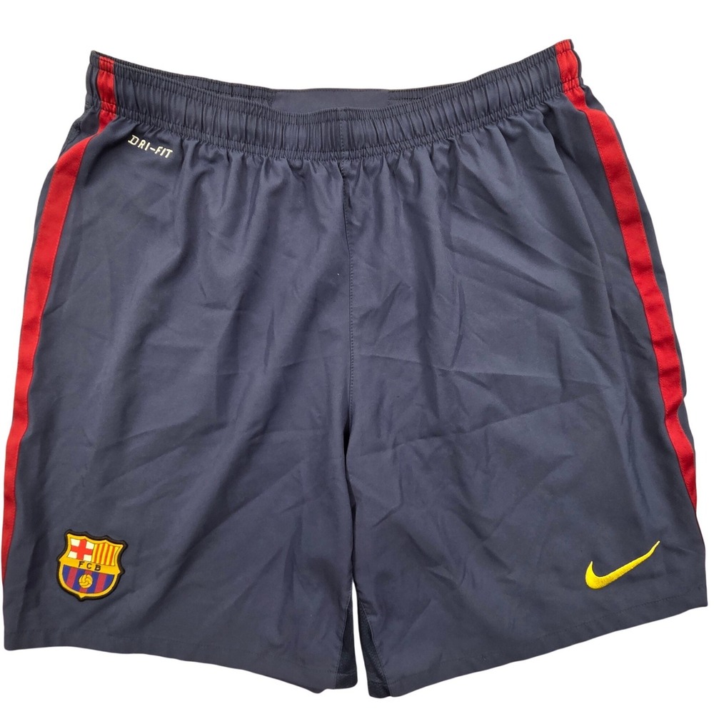 Nike FC Barcelona Dri-FIT Soccer Training Shorts Mens XL Navy Blue *READ